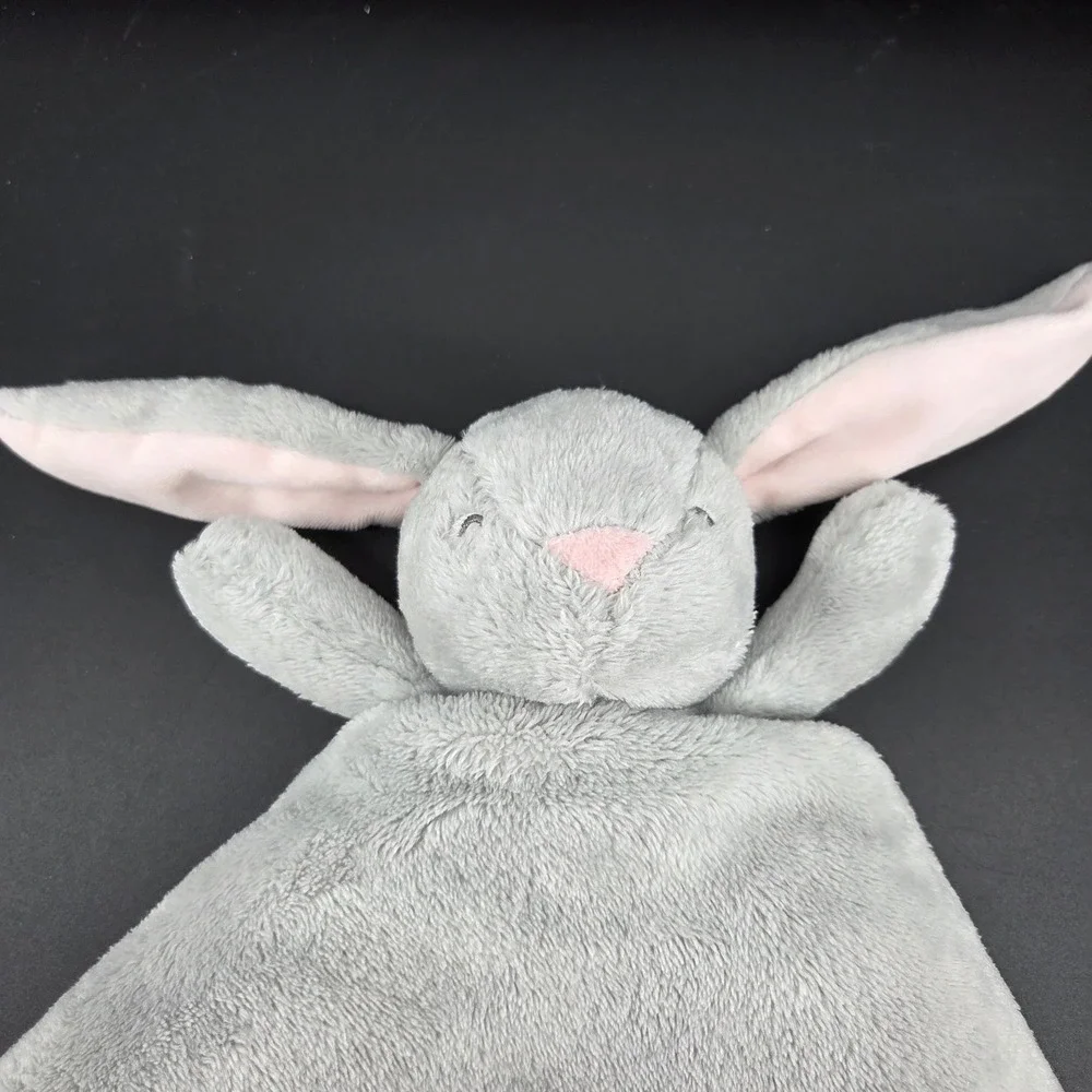 Carter's Gray Bunny Rabbit Security Blanket Lovey Plush Pink Ears 2020 PA8253